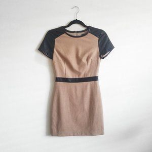 Club Monaco Sybil Leather Trim Wool Pencil Dress